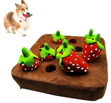 Tappetino Da Fiuto - 12 Pezzi Puzzle Per Cani Fragola Tappetino Da Fiuto, Giocattolo Di Addestramento Per La Ricerca Di Campo Vegetariano In Peluche Di Arricchimento Interattivo | Stimolazione Mentale