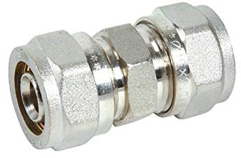 DIPRA - Raccord Multicouche à Compression - Manchon Égal Ø26 mm - Laiton Nickelé