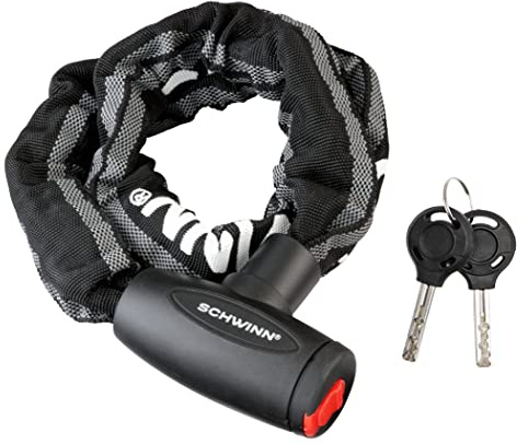 Schwinn Reflekterande kedjelås för cykel, 0,9 m x 8 mm stöldskyddscyklås, säkerhetsnivå 4
