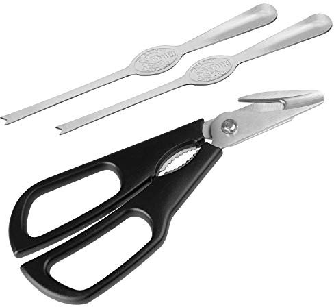 FMprofessional Hummer-Set, inkl. 1 Hummerschere und 2 Gabeln, Besteck für Meeresfrüchte, Hummerknacker aus Edelstahl, Krebszange mit passendem Zubehör, zum einfachen Zerteilen (Menge: 1 x 3 Teile)