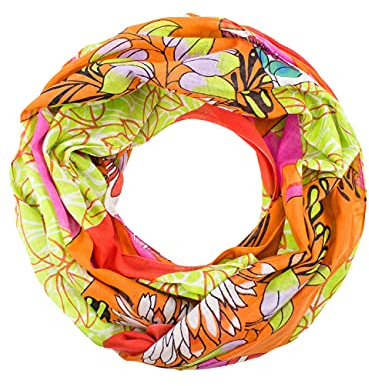 Sunsa Damen Loop Schal. 100% Baumwolle Schlauchschal für Frühlings/Sommer. Dünn Loopschal mit Blumen Design. Tücher und Schals als Frauen Geschenk