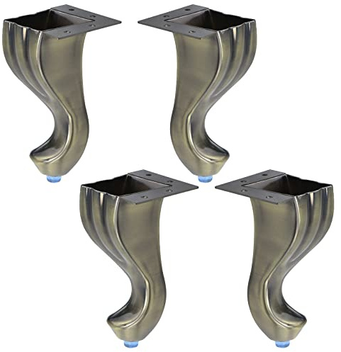 Semetall 4 PCS Bronze Furniture Legs, Modern Metal Metal Table Legs,Unique S Shape Sofa Legs Replacement for Chair,Table,Dresser,Cabinet, Couch, Coming with Mounting Screws, Height 5.6-Inch