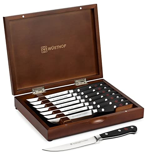 Wusthof - Set di coltelli da bistecca classici con custodia in legno (8 pezzi)