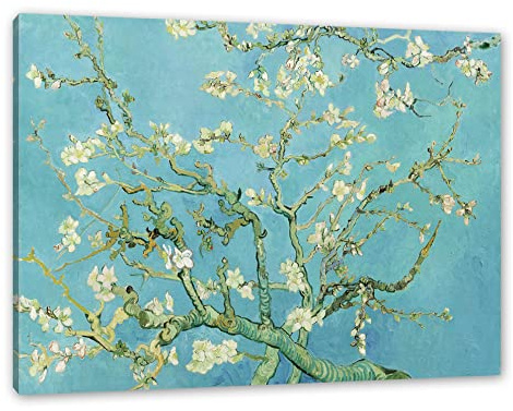 Pixxprint Vincent Van Gogh - Mandelbaumzweige, Größe: 80x60cm, Leinwandbild, fertig gespannt, Wandbild, Dekoration, Kunstdruck, kein Poster