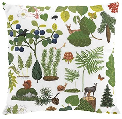 Arvidssons Textil Skogsliv grönt örngott 47 x 47 cm