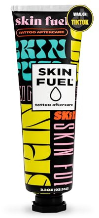 SKIN FUEL Tattoo Aftercare Cream – After Care Tattoo Ointment with Shea Butter, St. John's Wort & Lavender – Multipurpose Healing Ointment to Brighten Up & Hydrate New & Old Ink (3.3 oz)
