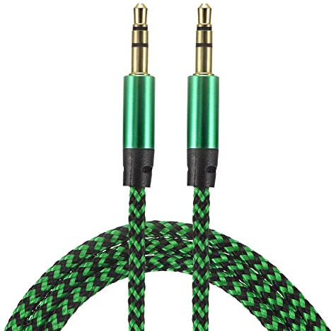 sourcing map 4 Pack Aux Cable 3.5mm Male to Male Nylon Braided 3Ft 3 Pole Hi-Fi Stereo Sound Auxiliary Cord Green for Earphones, Smart Phones, Home/Car Stereos, Speakers, Computers