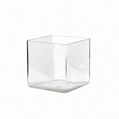 EURO ITALIA Vaso in vetro trasparente cubo 20x20x20 cm