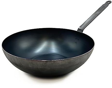 De Buyer Wok in acciaio al carbonio blu (senza maniglia di aiuto) - 32 cm