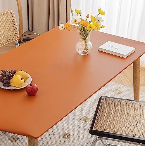 Cozomiz PU-Leder Elastische Tischdecke Gartentischdecke Rechteckig Tischdecke wasserdichte rutschfeste Abwischbar Schmutzabweisend Tischdecke 60x60cm Orange