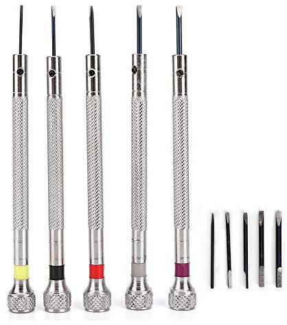 Dispositivo di Rimozione dei Perni di 5 Cacciaviti,Dispositivo di Rimozione dei Perni di Collegamento Dell'orologio, Cacciavite di Regolazione del Cinturino per Strumento di Riparazione Dell'orologio