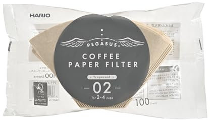 Hario Flat Bottom Coffee Filters, 02, Brown, 100 Count
