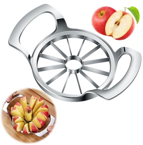 Cortador Manzana Rierousy de Acero Inoxidable, Versión Evolutiva con 12 Cuchillas, Descorazonador de Manzanas & Pelador de Manzanas, Ideal para Manzanas y Peras
