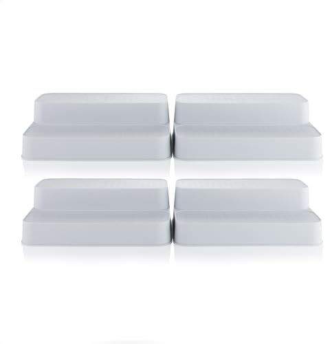 Minky 2 Tier Shelf Organisers - 4 Pack, Grey, Kitchen Shelf & Spice Organiser, Two Tier Cupboard Storage Organiser, Space Saving, UK Made