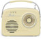 Setty Radio Retro 50's portátil inalámbrica, recepción de radio FM, retro, vintage, como decoración de cocina, con tarjeta SD USB, función auxiliar (beige)