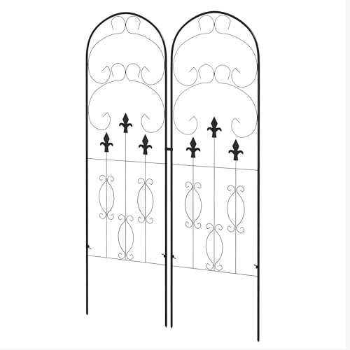 Outsunny Set of 2 Garden Trellis, Metal Trellis for Climbing Plants Support Frames, 45 x 150cm, Scrolls Design