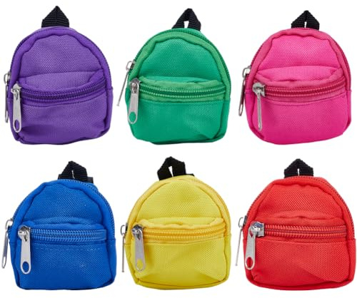 GORGECRAFT 6 Colori Zaini per Bambole Mini Borsa per Bambole con Cerniera Borse per La Scuola Carini Miniature Chiavi Borsa per Bambole Costume Ornamento per Accessori per Bambole Puntelli per Fotogra