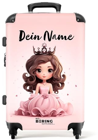 NoBoringSuitcases© Kinderkoffer, Reisekoffer Personalisiert, Kinderkoffer | 72 L - Mädchen, Koffer Groß, Koffer Kinder, TSA Schloss, Koffer Pink, Mittelgroß, Koffer Mittelgroß (Prinzessin - Rosa 67