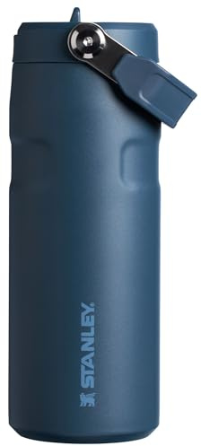 Stanley IceFlow Flip Straw 2.0 Water Bottle 16 oz | Built-in Straw with Larger Mouth | Lightweight and Leakproof | Insulated Stainless Steel | BPA Free | Navy