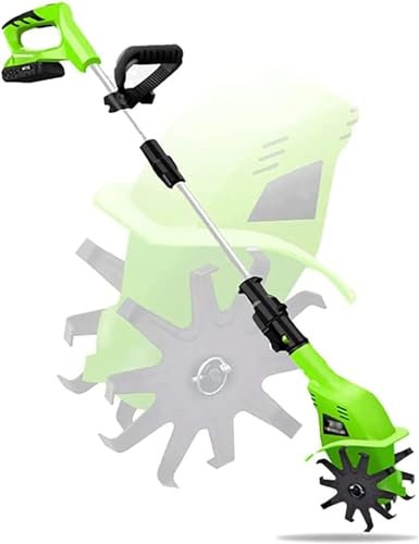 JSY Escarificadores Rototiller eléctrico inalámbrico de Mano, 20V, con cultivador portátil for Jardines, Mango Ajustable Cultivadores rotativos, Jardines, Campos