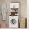 HOMIDEA MIA Mobile armadio per lavatrice - Mobile alto per il bagno con scaffali 182 x 65 x 60 cm (Bianco/Rovere)
