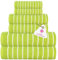 Casa Copenhagen Ecstatic Juego de Toallas De 6 Piezas- Verde Lima, 600 g/m², 2 Toallas de baño, 2 Toallas de Mano, 2 paños de Lavado de Suave algodón Egipcio para baño, Cocina y Ducha