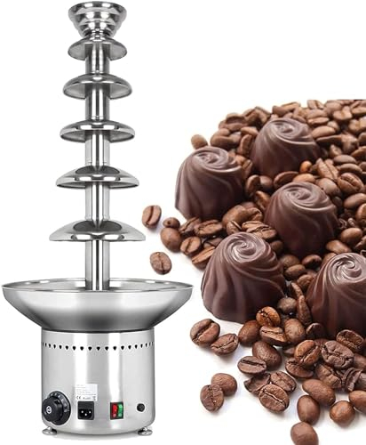 Electric Melting Chocolate Machine Stainless Steel Chocolate Fondue Pot, 6 Tiers Large Capacity Stainless Steel Chocolate Fondue Waterfall/Sauce Melting Pot