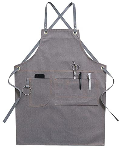 Delantales para hombres, Delantal de lona for hombres, delantal de trabajo resistente con bolsillos, delantal de herramientas impermeable y resistente al desgaste (color: gris, tamaño: extragrande)(Co