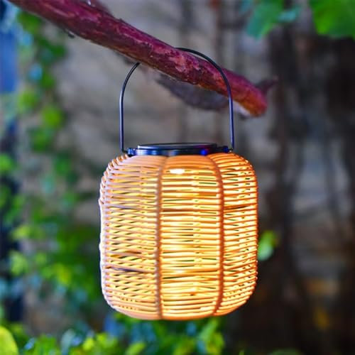 Solar Laterne Außen Solar Rattan Weben Hängende Solarleuchten Laterne Licht Garten IP65 Wasserdicht Dekorative Licht Atmosphäre Solarbeleuchtung für Dekoration Garten Weg Terrasse