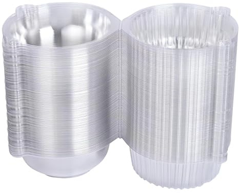 Lifuope 100 piece Jumbo Muffin Containers，extra large Transparent single Cupcake Containers, muffin container for home,clear plastic muffin containers (External size 4.4× 3.2 inches, 100 piece)