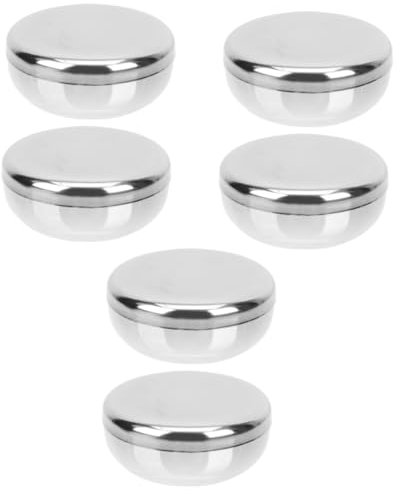 Amosfun Korean Stainless Steel Rice Bowls with Lid Set 4 Inch Insulated Steam Rice Bowls for Household Kitchen Storage and Serving Snacks Metal Bowls for Dining and Buffet