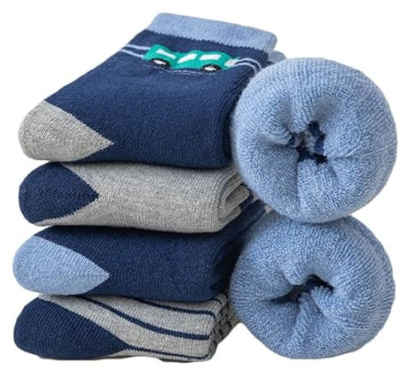 Yolhloy 5 Paar Thermo Socken Kinder Mädchen und Jungen Baumwolle Sneaker Socken Winter Dicke Warme Kindersocken Frottee Gefüttert Thermosocken