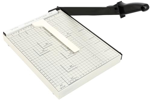 Cinnani Guillotina de Papel A4, Cortador de Papel con Guías Magnéticas y Seguridad Salvaguardar, Cizalla, Máxima Precisión,12 Pulg, Base de Metal para Papel, Fotos, Cartulinas, PVC y Etiquetas -Blanco
