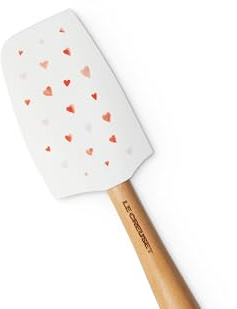 Le Creuset Mon Coeur Collection - Espátula mediana de silicona, color blanco con corazones