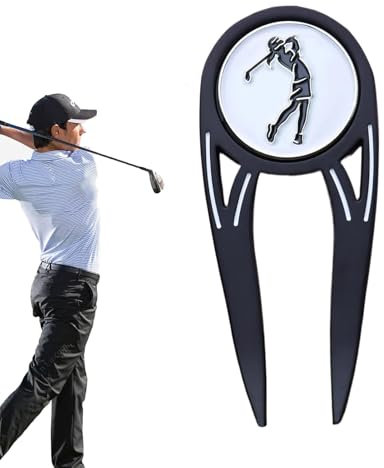 Generisch Golf Pitchgabel und Ballmarker,Golf Pitchgabel, Magnetisches Reparaturwerkzeug für Pitchgabeln aus Metall, Alignment Turf Fork Putting Green Pitchgabel für Golf