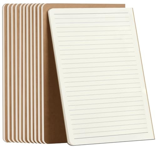 ZCZN Cuadernos A5 Rayado de Kraft Libretas de Notas con Rayas Bloc de Notas Libreta A5, 60 Páginas/ 30 Hojas para Niños, Adultos, Alumno, Oficina, Paquete de 12