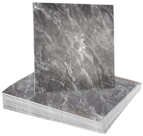 QUARKZMAN 15pcs Carreaux Marbre Adhésifs, Panneau Mural Imperméable, 12x12 Carreaux PVC Adhésifs Pour Salle Bain, Cuisine, Salon, Design Gris Ardoise