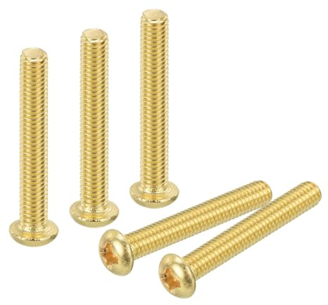 sourcing map Messing-Maschinenschrauben, M3 x 20 mm, Kreuzschlitz, Maschinenschrauben, Flachkopf-Befestigungsschrauben für Möbel, Büroausrüstung, Elektronik, Messington, 20 Stück
