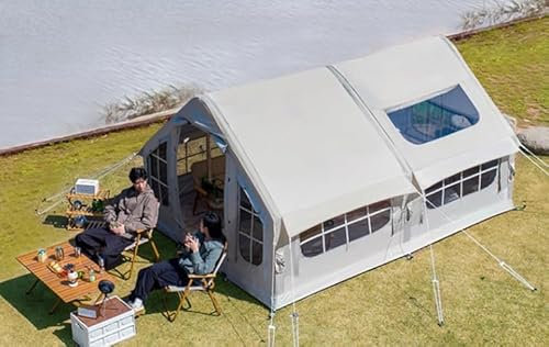 SULQING Tienda De Campaña Inflable Familiar para 8 Personas, Fácil Instalación, Tiendas De Campaña Oxford para Exteriores con Bomba, Estructura Autoportante, Tienda De Campaña Inflable para Casa