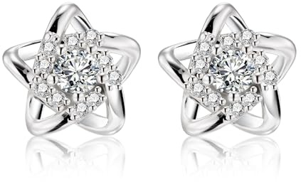 Silber 925 Ohrringe Zirkono Ohrsteck Herz/Stern/Mond/Blumen Damen Mädchen