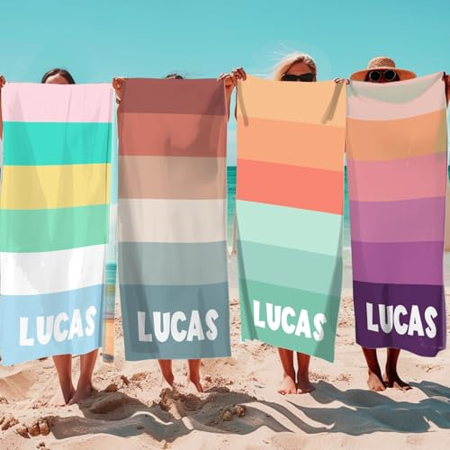NIBESSER Personalisiertes Strandtuch für die Beste Freunde Individuelles Reisehandtuch Badetuch mit Namen 76x152cm super weich schnell trocknendes Namenstuch Sommer Urlaub
