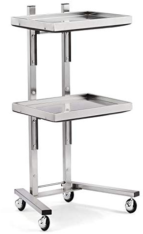 Chariot de Coiffure en Acier Inoxydable avec Table Pliante, Poussette de Salon de beauté pour Salon de Coiffure Japonais, Chariot à Outils Portable de Couleur Argent