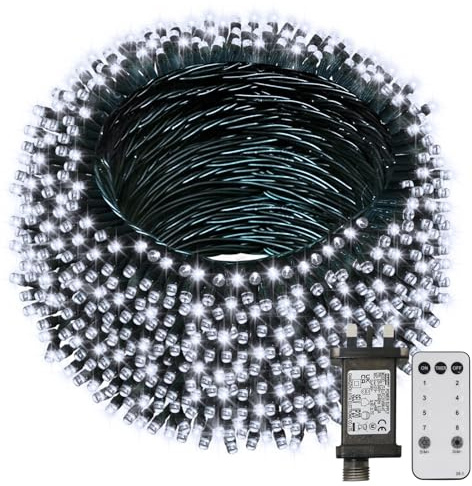 CCILAND Christmas Tree Lights Mains Powered, 40M 400 LED String Lights Outdoor with Remote Timer 8 Modes Fairy Lights Waterproof for Garden Patio Porch Party Decorations (Cool White)