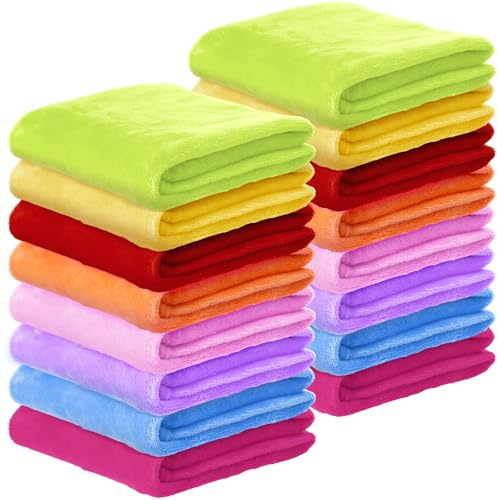 Kinlop 16 Pcs Fuzzy Baby Blankets Bulk, 39 x 27 Inch Soft Kid Blankets, Cozy Lightweight Warm Fleece Throw, for Spring Summer Infant Toddler Girls Boys, Crib Preschool Bedding (Fresh Color)