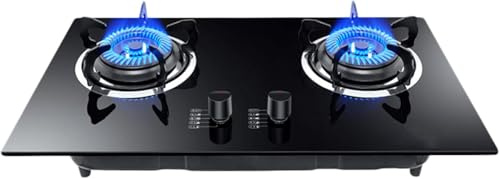 Piano Cottura A Gas da Incasso 2 Fuochi, Piano Cottura A Gas in Vetro Temperato Nero, Piano Cottura A Gas Facile da Pulire Piano di Lavoro A Gas per Appartamenti con Cucina Domestica, Natural Gas