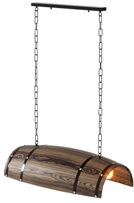 PakaLife Antique Wood Wine Barrel，Pool Table Light Fixture Pendant Lights Kitchen Island Hanging Rustic Bar Ceiling,Pool Table Light