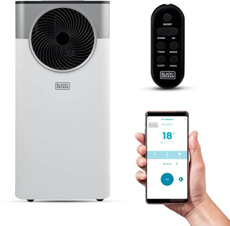 BLACK+DECKER 5,000 BTU Smart Air Conditioner, 3-in-1 Functionality, Dehumidifier & Fan, Portable Design, Power Memory Function, White, BXAC40032GB