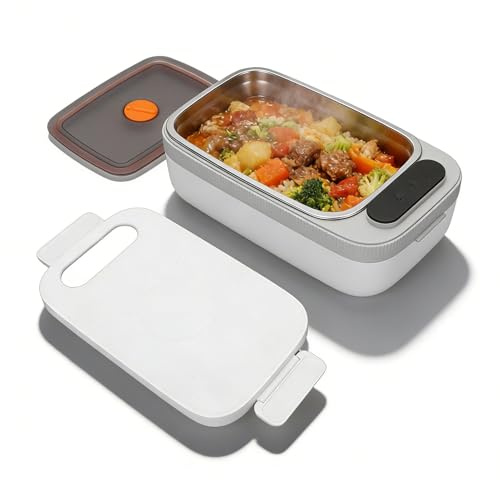 Sxhlseller Lunch Box Elettrico Senza Fili per Adulti, Lunch Box Riscaldato per Uomo con Ricaricabile USB, Scaldavivande Portatile per Auto, Acciaio Inossidabile da 1000 Ml, 7 Livelli di