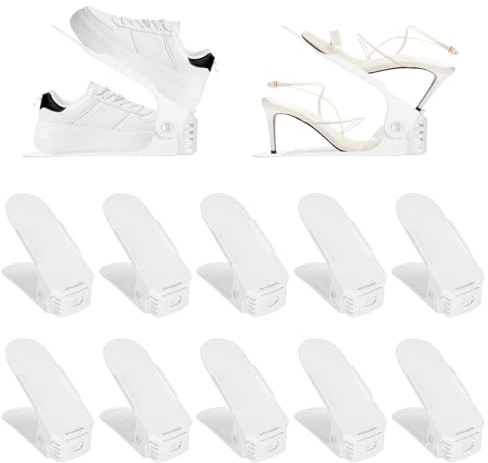 Freyeeti Schuhstapler Platzsparend 10 StüCk Schuh Organizer Einstellbare rutschfest Schuhstapler Schuhaufbewahrung Platzsparend Schuh Organizer für Schrank