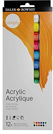 Daler Rowney Simply - Set peinture acrylique 12 tubes 12ml